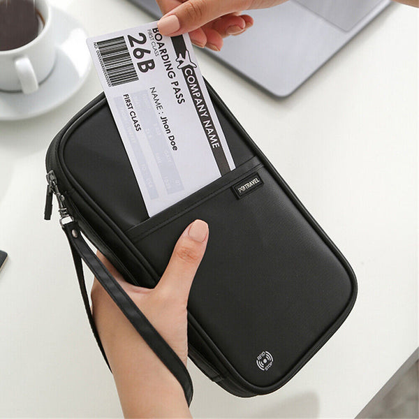 RFID Travel Passport Wallet, Family Passport Holder with Hand Strap, RFID Blocki