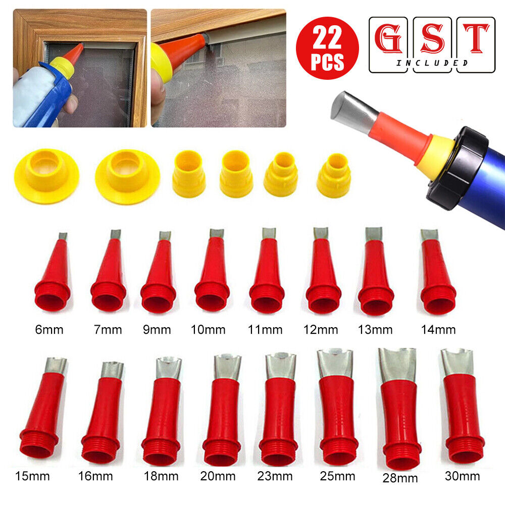 22PCS/SET Caulking Caulk Nozzle Applicator with Base Kits Sealant Finishing Tool