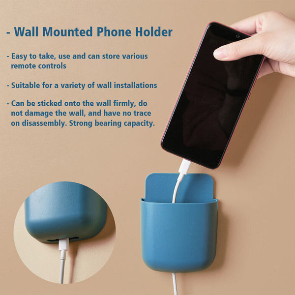 Remote Case Plug Holder Phone Control Storage Box Wall Mounted Organizer TV