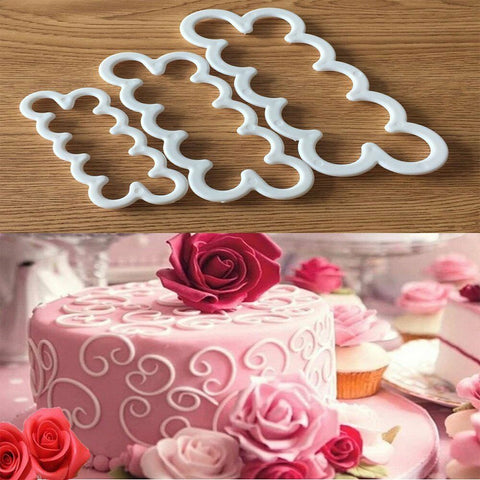 3pcs 3D Rose Petal Flower Cutter Fondant Cake Sugarcraft Decorating Mould Set AU