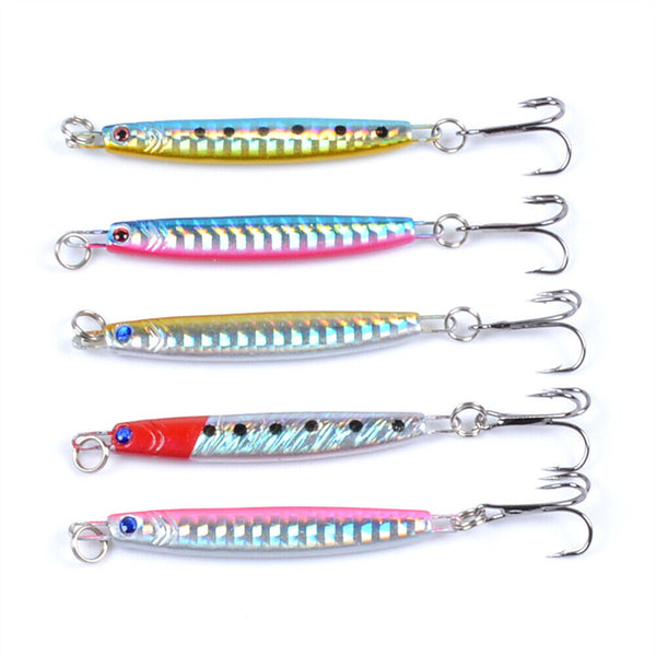 5X Fishing Lure Metal Slice Spoon Spinner Slugs Tackle Mackerel Tailor Lures AU