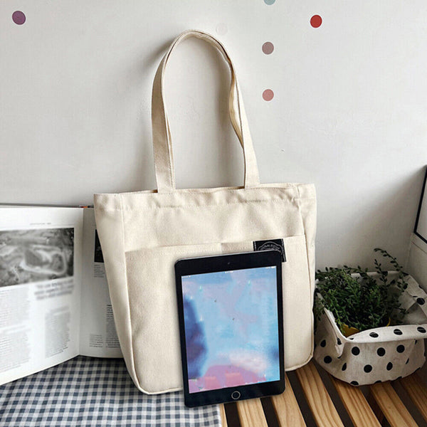 Women Canvas Tote Bag Casual Handbag Shoulder Bag Large Capacity Shopping Bag