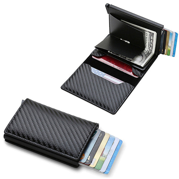 1-3Credit Card Holder PULeather Men's Money Cash Wallet Clip RFID Blocking Purse