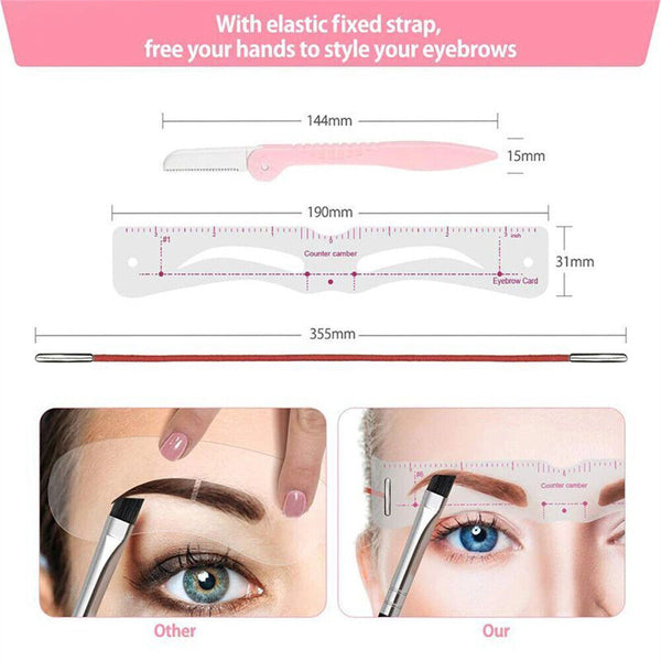 14pcs Eyebrow Stencils Shaper Grooming Kit Brow Make-Up Template Tool Reusable
