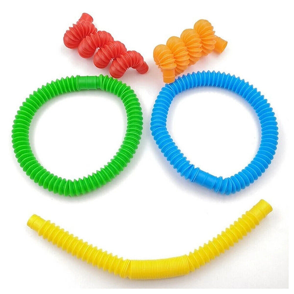 6Pcs Fidget Pop Tube Pip Sensory Stress Game Relief Toys Kids Tools Adults Chain