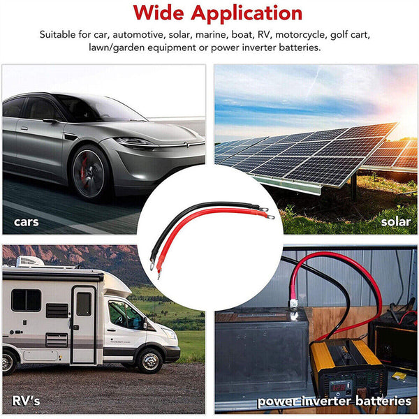 12V 24V 30cm Battery joiner Connector Lead DC Wire 100A Cable & lugs Red & Black