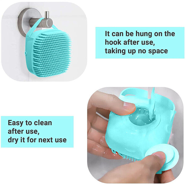 Pet Massage Bath Brush For Dog Cat Shampoo Dispenser Silicone Scrubber Wash Tool