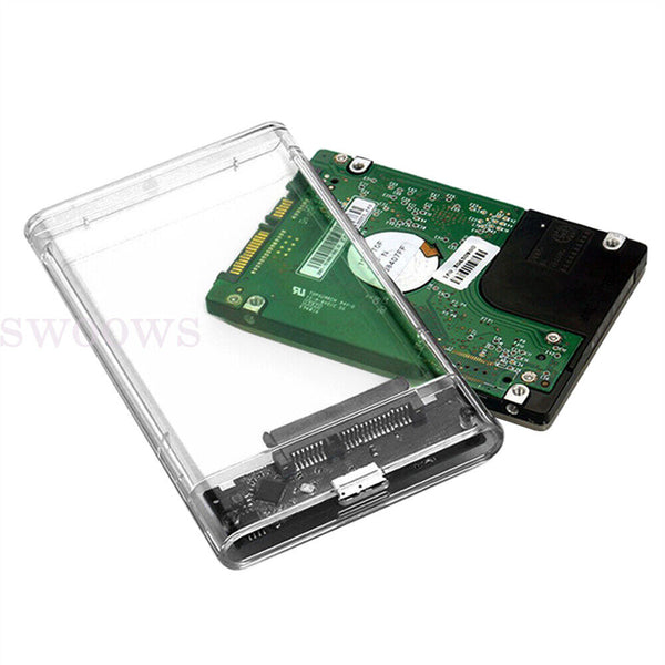 Hard Drive Enclosure USB 3.0 To SATA 2.5" External HDD SSD Case Disk TRANSPARENT