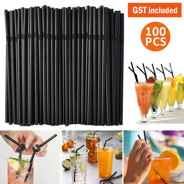 Black Drinking Straw Party Cocktail Plastic Disposable Straws Individual package