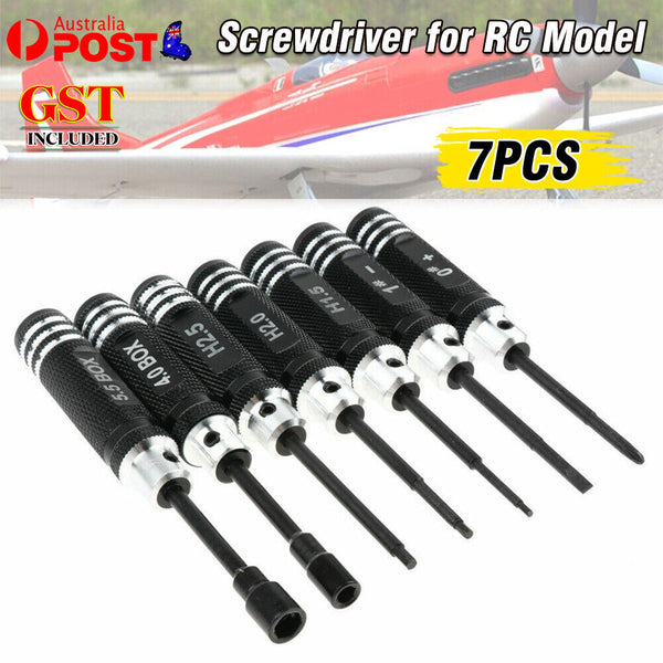 7 Pieces Screwdriver Set RC Tool Steel Kit for RC Model Car Helicopter Black