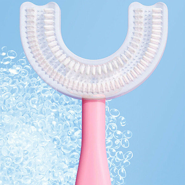Kids U Shaped Toothbrush Soft Silicone Brush Head 360° Oral Teeth Cleaning Brush