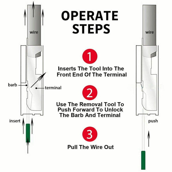 100PCS/Set Terminal Removal Tool Box Pin Extractor Electrical Wire Connector Kit
