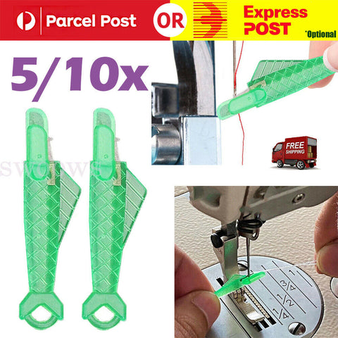 5/10x Green Sewing Machine Needle Threader Stitch Insertion Tool Automatic Quick