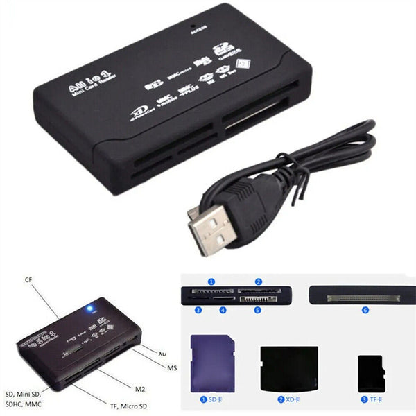 USB 2.0 All in One Multi Memory Card Reader CF SD SDHC MS TF M2 XD MMC