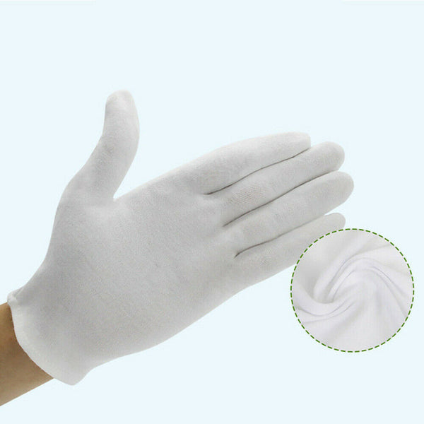 6 Pairs Hands Soft Cotton Costume Jewellery White Gloves Work Protector Handling