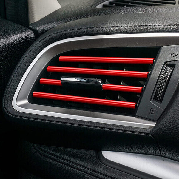 20PCS Red Chrome Car Air Conditioner Outlet Vent Decorative Strip Accessories