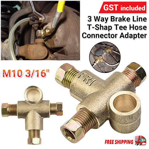 Premium Grade 3 Way T Piece Brake Tee With 3 Male Nuts Short Union M10 x 1mm