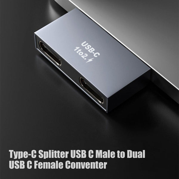 Type-C Splitter USB C Male to Dual USB C Female PD Charger Data Transfer