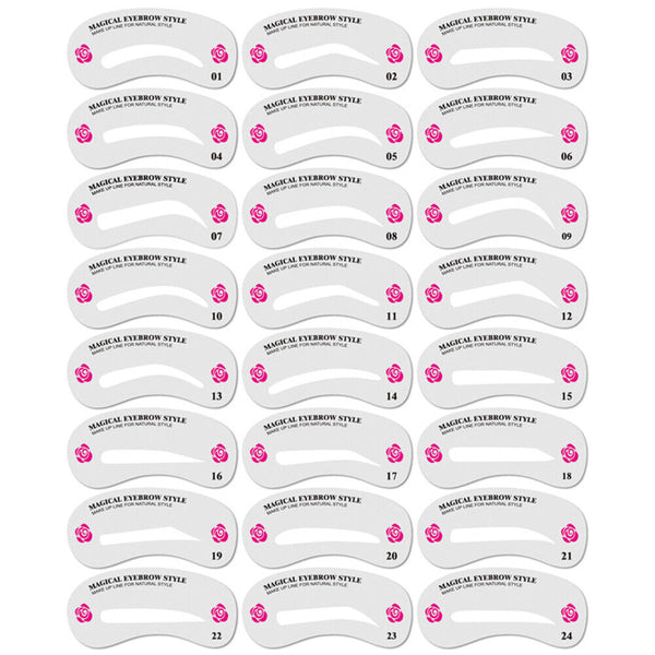 24 Styles DIY Eyebrow Stencil Shaping Template Make Up beauty Grooming Tool