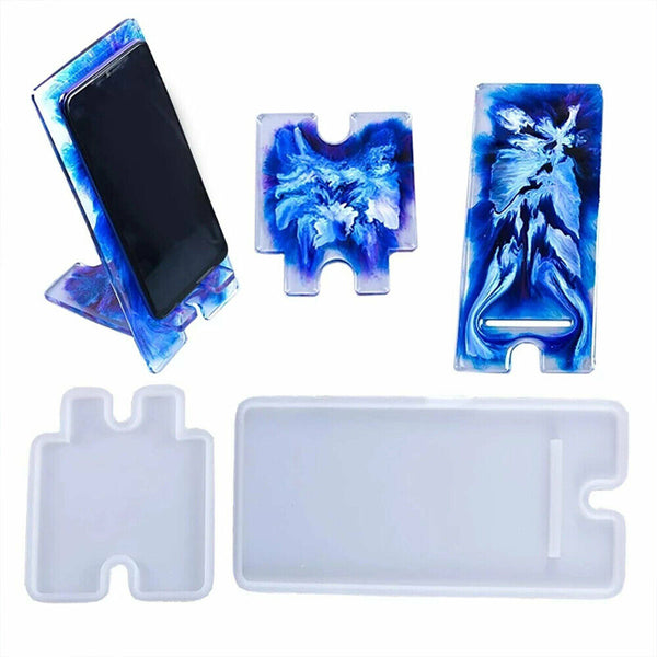 2x Silicone Mobile Phone Stand Mould Holder Casting Mold Resin Epoxy Craft DIY