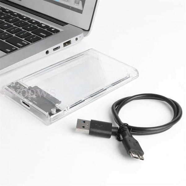 Hard Drive Enclosure USB 3.0 To SATA 2.5" External HDD SSD Case Disk TRANSPARENT