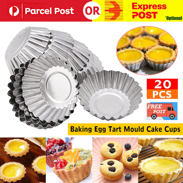 20PCS Cake Cups Circular Tins Pie Egg Tart Mould Mold Plate Baking Tool Cupcake