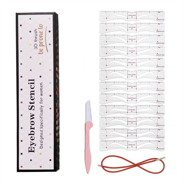 14pcs Eyebrow Stencils Shaper Grooming Kit Brow Make-Up Template Tool Reusable