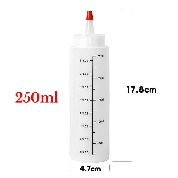 6pcs 250/450ML Sauce Bottle Measuring Squeeze Crafts Bottle Condiment Dispenser