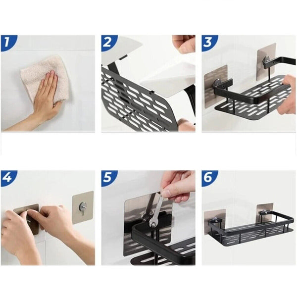 Self Adhesive Shower Shelf Bathroom Shower Caddy Rack Storage Organiser Luxury