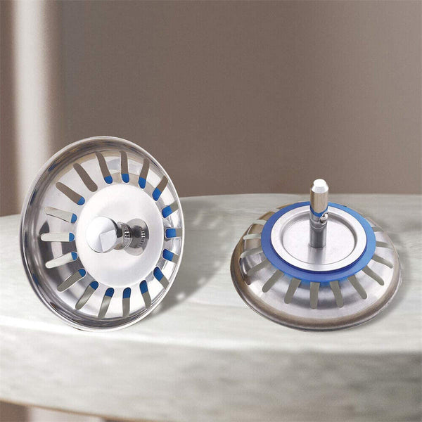 2PCS Stainless Steel Kitchen Sink Strainer Plug Waste Drain Stopper Filter