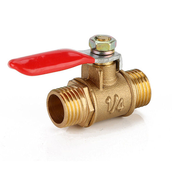 1/4" BSP Thread Double Male Brass Shut Off Valve Cock Tap Inline Ball Valve AU