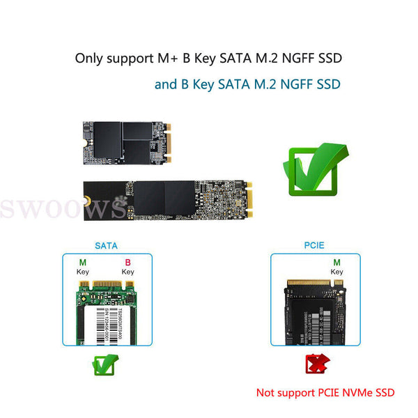 Aluminium M.2 NVMe SSD SATA TO USB 3.1 External Enclosure Storage Case Adapter