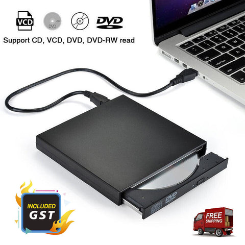 External Drive USB Portable Burner CD RW DVD ROM Reader Writer For Mac & Windows