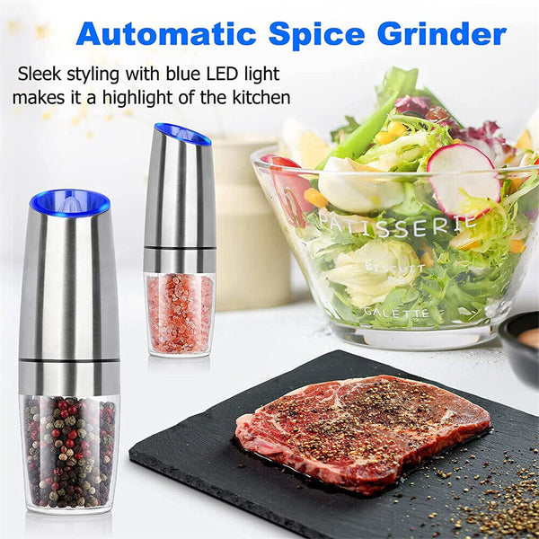 Salt Pepper Mill Grinder Automatic Battery-Operated LED Shakers Gravity Electric