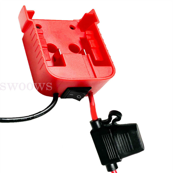 Battery Adapter Base With Fuse Built-in Switch For 18V To Dock Holder 12Awg