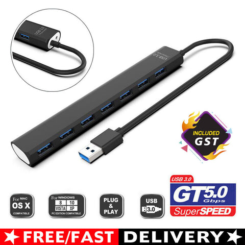 Multi USB 3.0 Hub 7-Port High Speed 5Gbps Slim Compact Expansion Smart Splitter