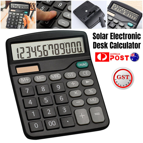 Solar Electronic Desk Calculator Extra Large Display Business Battery 12 Digit