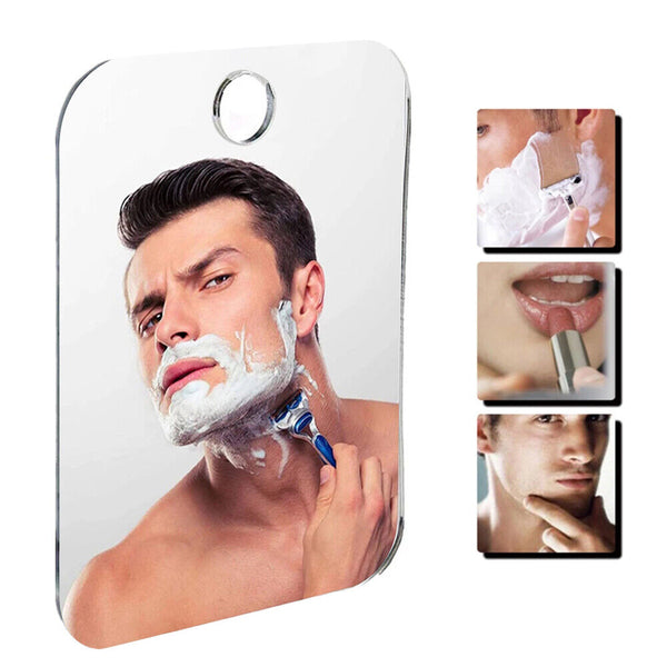 Shave Mirror Bathroom Shower Fogless Shaving PC Lens Anti-Fog Free Wall Hook