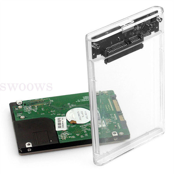 Hard Drive Enclosure USB 3.0 To SATA 2.5" External HDD SSD Case Disk TRANSPARENT