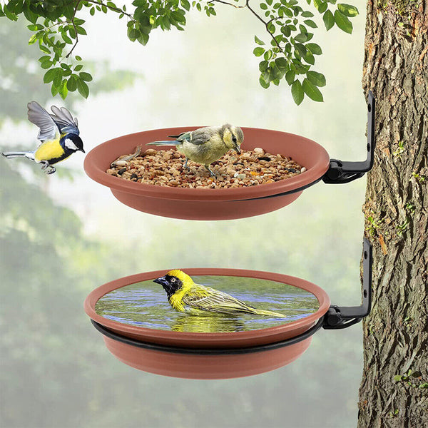 2xHanging Bird Feeder Bath Tray Plastic Bird Water Drinker Outdoor Garden Decor