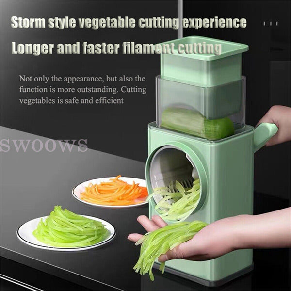 Kitchen Vegetable Food Manual Rotary Drum Grater Chopper Slicer Cutter Shredder