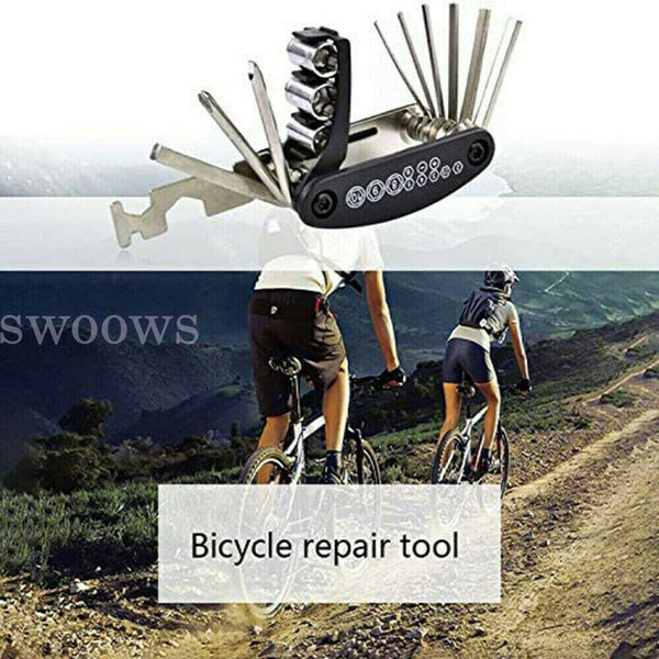 16 in 1 Portable Bike Multi Tool Kit Bicycle Cycling Multitool Chain Tyre Repair