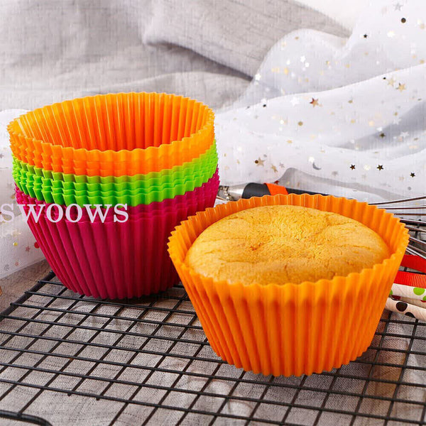 24/72PCS Round Cup Cake Silicone Baking Mould Cupcake Case DIY Bake Mold Muffin