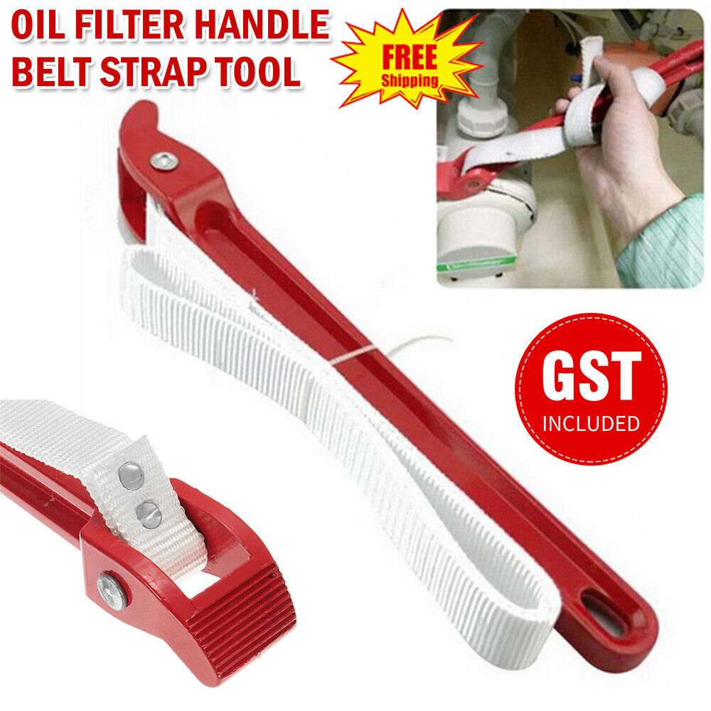 Oil Filter Handle Belt Strap Spanner Wrench Tool Aluminum Strap Wrench Nylon 12"