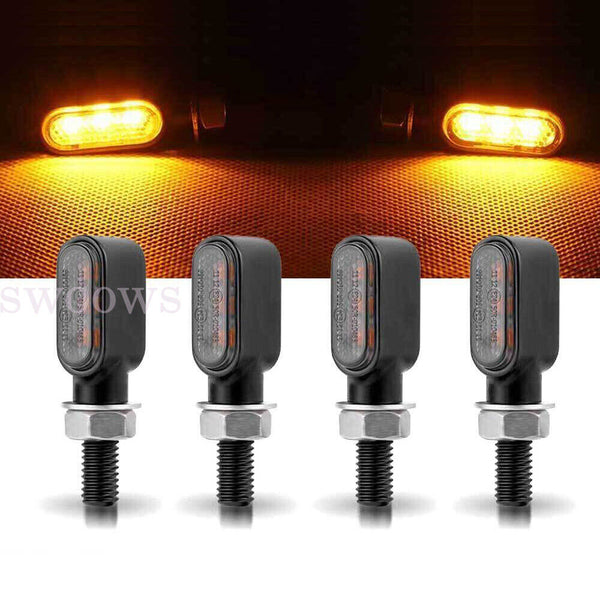 4X Mini Amber Motorcycle LED Indicators Turn Signal Lamp Universal Dirt Bike 12V