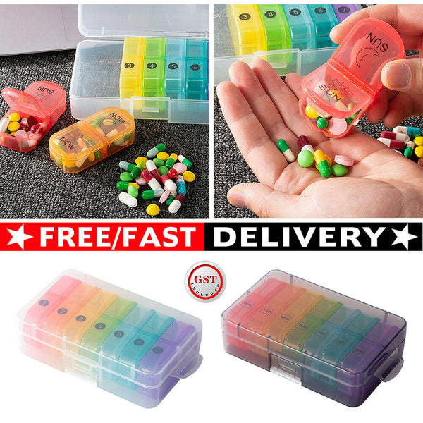 Week Medicine Tablet Case Dispenser 7 Day Container Pill Box Organizer Storage