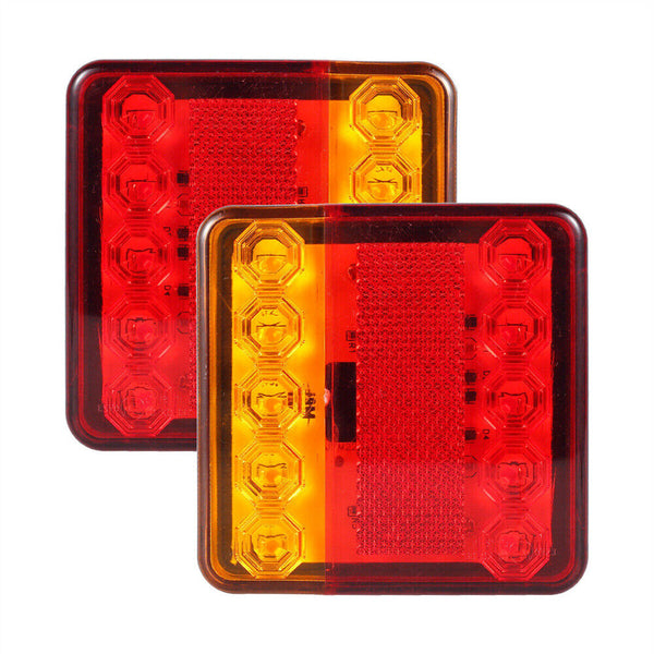 2Pcs 12/24v LED truck Trailer Lights Rear Tail Lights Square Tail Stop lamp