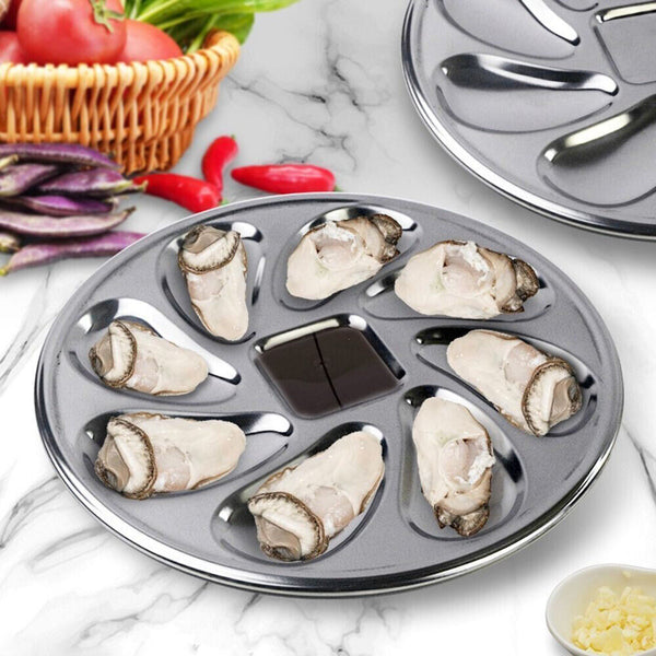 Stainless Steel Grill Pan Oyster Plate Seafood Tray Platter Mussel Dish Kitchen