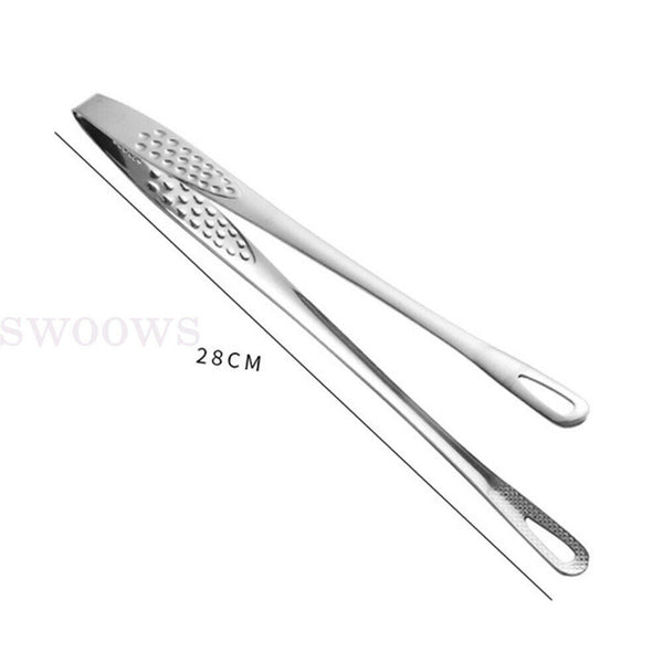 24/28cm Stainless Steel Kitchen Straight Grill Tweezers BBQ Food Tongs Tools