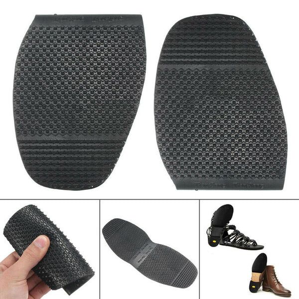 2Pairs Glue On Soles Shoe Repair Anti Slip Grip-rubber Pad Cushion Kit Black